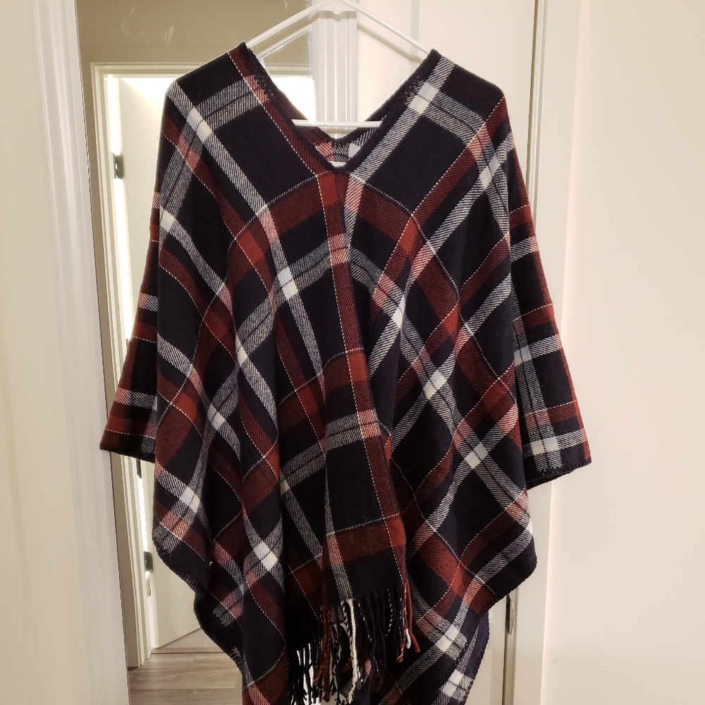Plaid poncho